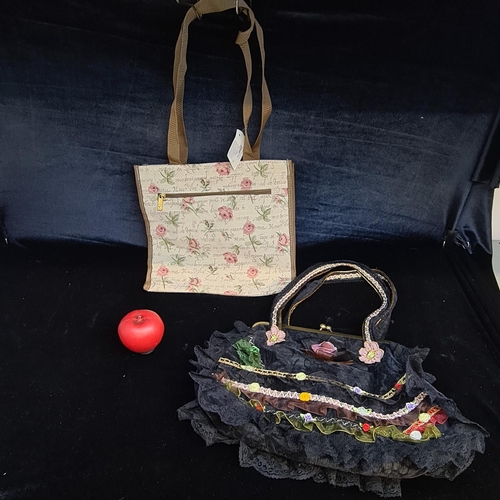 1347 - Two ladies bags including a lace embellished example and an Erin Knitwear example. There is a video ... 