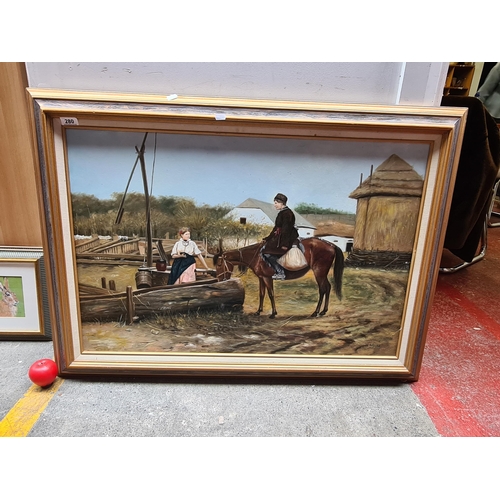 1369 - Star Lot: A large wonderful oil on canvas painting after a 'Jozef Brandt' painting. Features a count... 