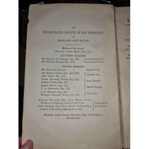 1394 - A fascinating antique hard back book titled 'Digest Law Reports 1865 -1890' Published by Council of ... 