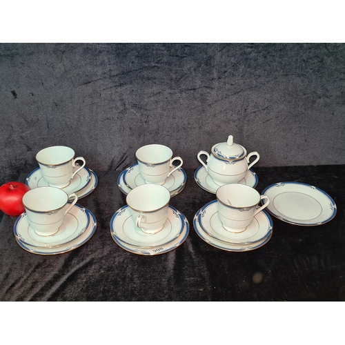 1413 - Sixteen pieces of Noritake porcelain comprising of cups, saucers and double handled bowl. All in exc... 