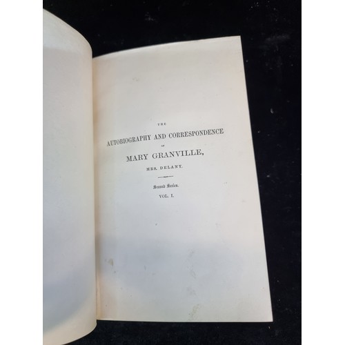 158 - Three Volumes of hardcover 'The Life and Correspondence of Mary Granville' dating from 1861.