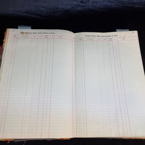 178 - A vintage 1970's ledger of cheque books issued for the likes of Architects for Ireland, Netherlands ... 