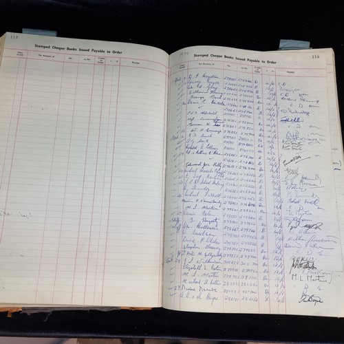 178 - A vintage 1970's ledger of cheque books issued for the likes of Architects for Ireland, Netherlands ... 