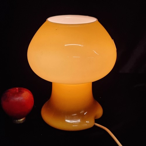 707 - Star Lot : A fantastic glass 1970's Butterscotch glass mushroom shaped desk lamp.