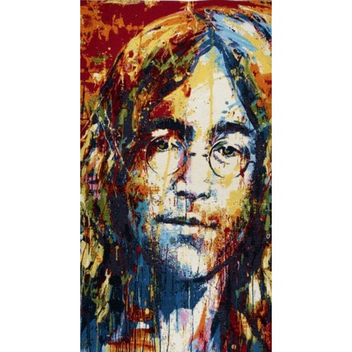 724 - A Fabulous John Lennon, hand woven tapestry. 
DM 126x71 cm