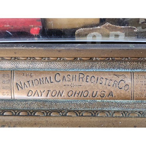 801 - Super Star lot : An original very heavy Antoine brass National cash register with ornate design and ... 