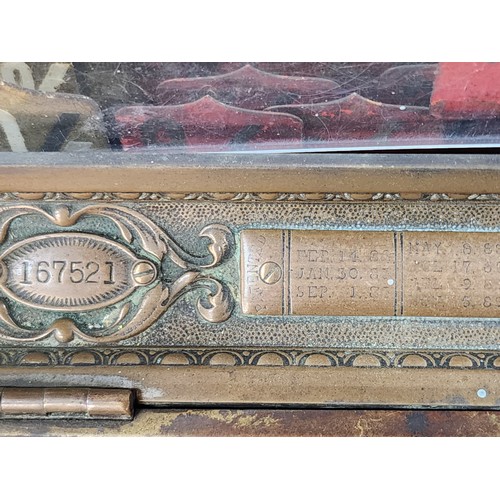 801 - Super Star lot : An original very heavy Antoine brass National cash register with ornate design and ... 