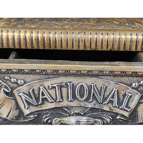 801 - Super Star lot : An original very heavy Antoine brass National cash register with ornate design and ... 