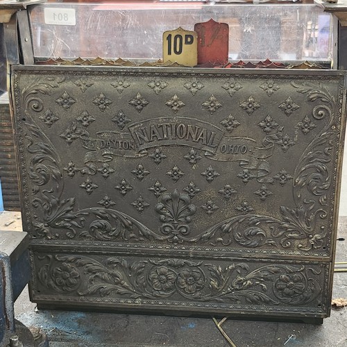 801 - Super Star lot : An original very heavy Antoine brass National cash register with ornate design and ... 