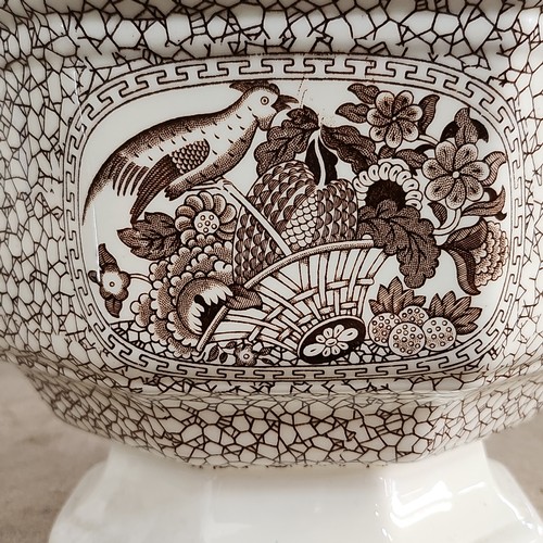 323 - A large English Adams Ironstone Planter in the Chinese Bird pattern. In very good condition.