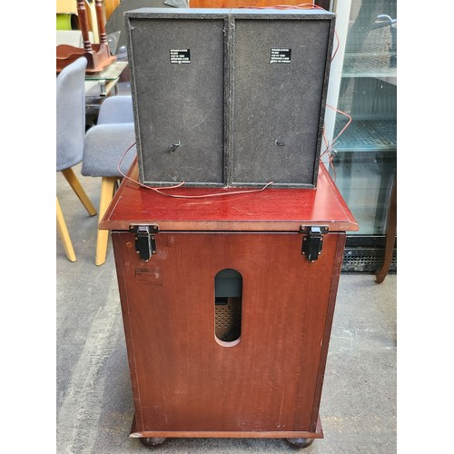 478 - Vintage mahogany cabinet with integrated Philips stereo system, featuring cassette deck, equalizer, ... 