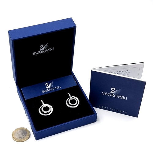 593 - A super pair of brand new Swarovski crystal circle shaped stud drop earrings. Comes in original Swar... 