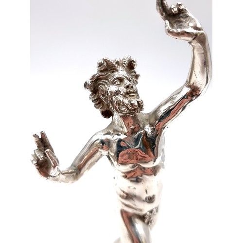 27 - Super Star Lot : A magnificent antique Italian silver 889/1000 sculpture of the Dancing Faun of Saty... 