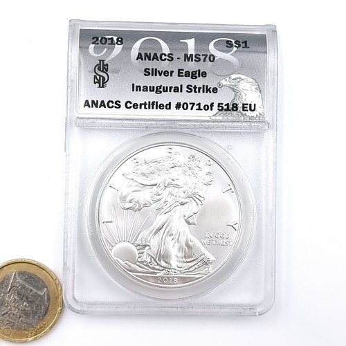 37 - A 2018 United States of America 1 oz. fine silver eagle one dollar encapsulated coin - ANACS certifi... 