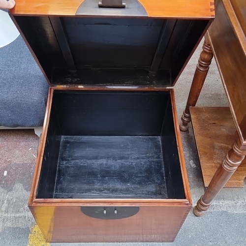 411 - Star Lot A stunning Antique Chinese hardwood storage chest with dovetail joints and a circular metal... 