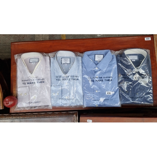 416 - Set of four Charles Tyrwhitt shirts in various patterns and colors, made from Egyptian cotton, size ... 