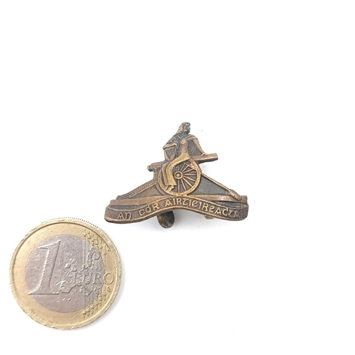 16 - A vintage rare Irish Army 1930s second battery Artillery Collar badge - Pin missing.