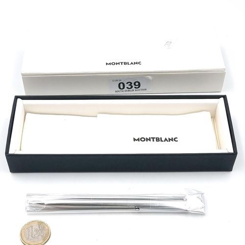 39 - Star Lot : An unused Mont Blanc ballpoint pen with Mont Blanc markings. Comes in original box with i... 