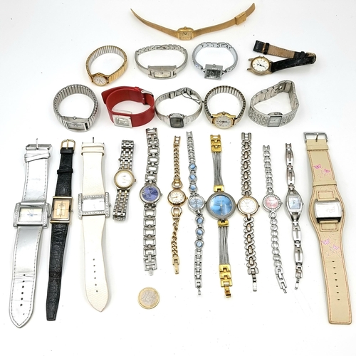 48 - A large collection of assorted ladies fashion wristwatches (21 in total). As per photographed.