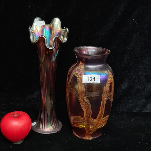 121 - Star lot : A rare Karnak vase circa. 1930s together with a Fenton Carnival glass vase circa. 1920s. ... 