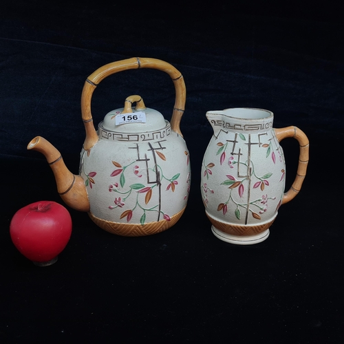 156 - Two vintage pieces of Irish made BPC pottery featuring a Chinese influence. Included our a large tea... 