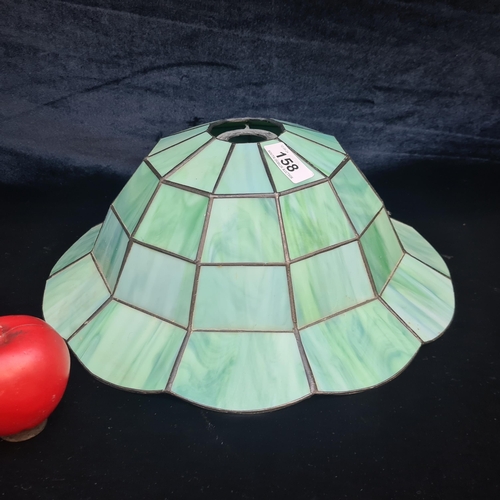 158 - A large vintage Tiffany style lamp shade in a turquoise blue. In vgc.