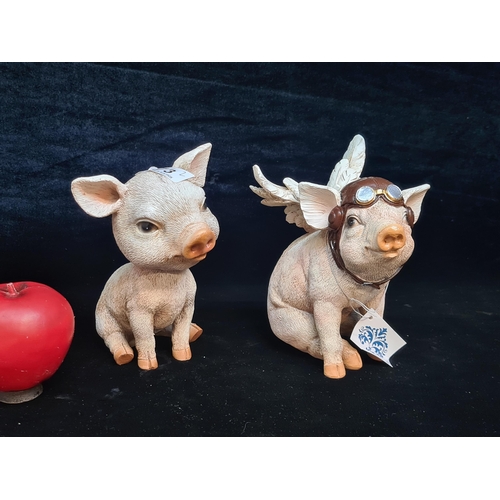 173 - Two adorable piglet figure including one bobble head example. Brand new from a top quality Uk Interi... 