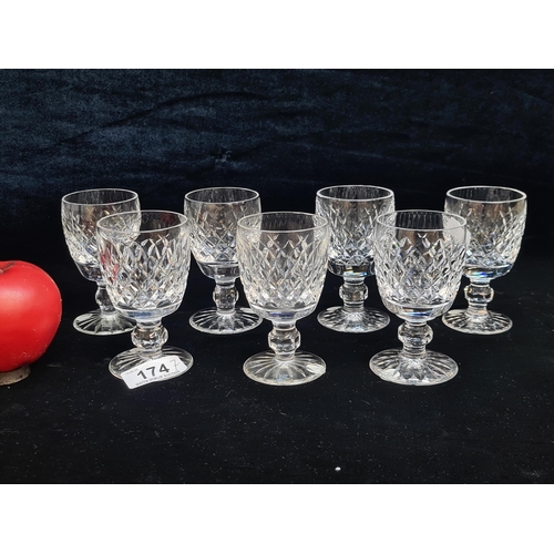 174 - A superb selection of seven Waterford Crystal  glasses in the Lismore pattern. All in excellent cond... 