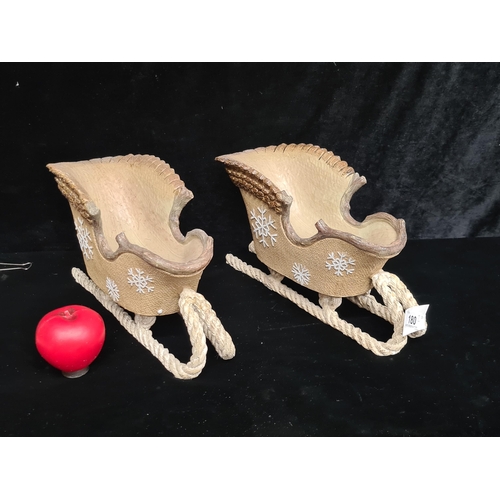 180 - A whimsical pair of Christmas themed sleighs. Brand new from a top quality Uk Interior design compan... 