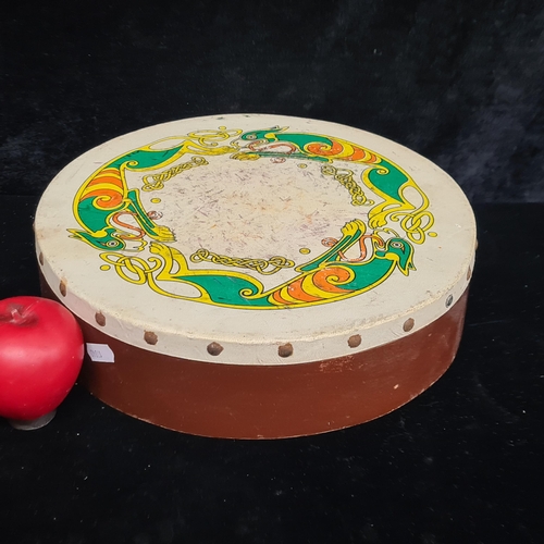 207 - A beautifully hand crafted, designed and decorated Celtic pattern bodhrán. Both perfect for playing ... 