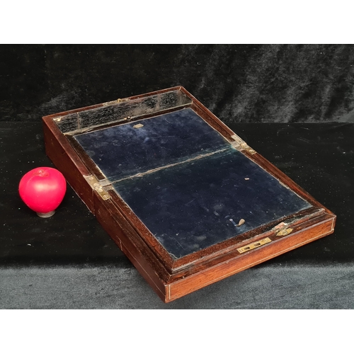 209 - A lovely 19th century writing slope with Mother of Pearl cartouche to top.