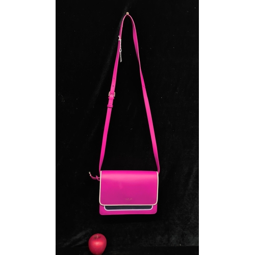 220 - A stylish ladies Radley London hot pink leather cross body bag.