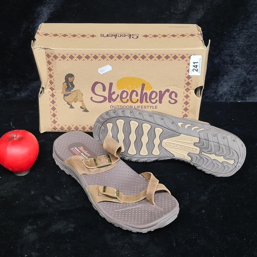 241 - A pair of brand new in box Sketchers leather walking sandals. Unworn. Size UK 6.