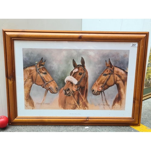 257 - A wonderful large Horse racing and equine giclee print titled 'The Three Winter Kings'. Housed in a ... 