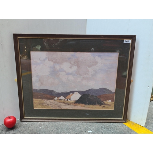 260 - A vintage large print of a Paul Henry painting titled 'Cottages and Turfstacks in the West of Irelan... 