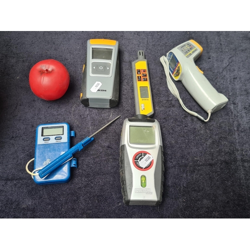 279 - A mixed lot of five digital measurement tools. Includes a Yellow Jacket infrared thermometer, a JM D... 