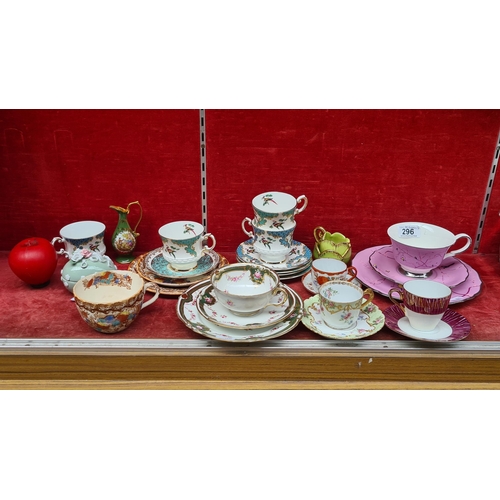 296 - A mixed lot of Tea cups, saucers and side plates. Includes 'Elizabethan Fine Bone China Made in Engl... 