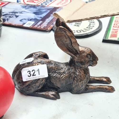 321 - A charming Rabbit / hare bronze statue.