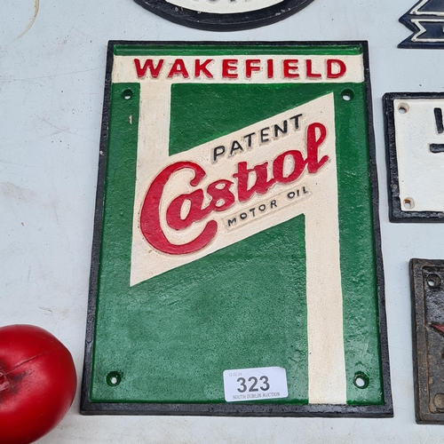 323 - A cast metal advertising wall sign for Wakefield Castrol Motor Oil.