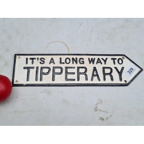 329 - A heavy cast metal Tipperary finger pointer sign.