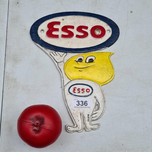 336 - A heavy cast metal wall plaque advertising Esso Oil.