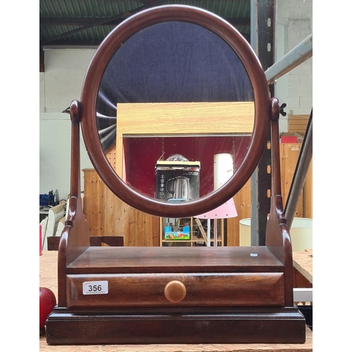 356 - A handsome antique mahogany dressing table mirror with drawer.