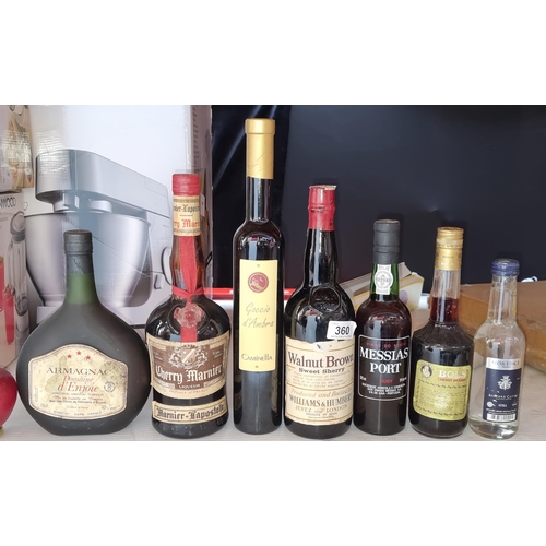 360 - Six bottles of sealed alcohol / liqueur including a 70cl bottle of Cherry Marnier, a Williams & Humb... 