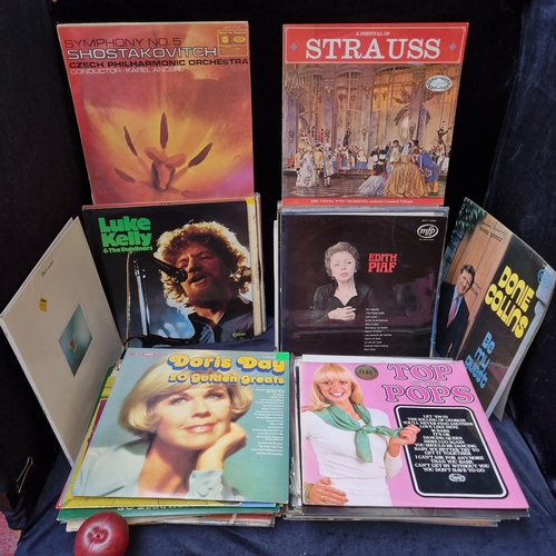 382 - A large collection of vintage vinyl records featuring various Irish artists including Luke Kelly, Jo... 