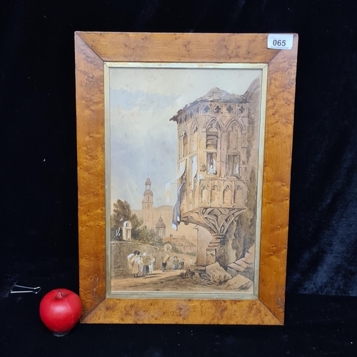 65 - Star Lot: A gorgeous mid 19th century antique watercolour on paper painting after Samuel Prout. Feat... 