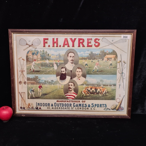 68 - A print of a vintage advertising 'F.H. Ayres, Manufacturer of Indoor and Outdoor Games and Sports' p... 