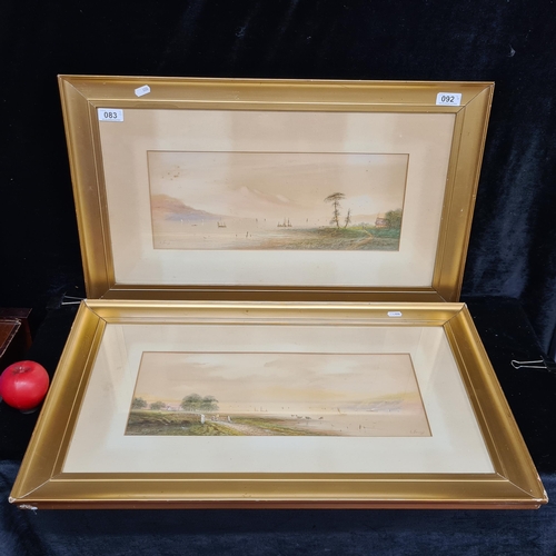 83 - Star Lot : A pair of atmospheric original antique watercolour on paper paintings. Featuring 19th cen... 