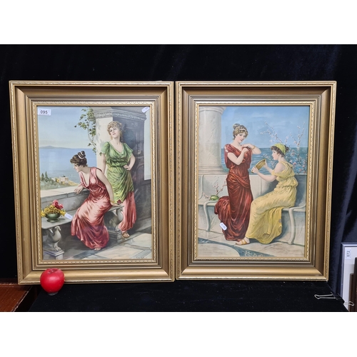 95 - A stunningly bright pair of vintage chromolithographs of Eva Hollyer (b.1865 - d.1948) paintings. Fe... 