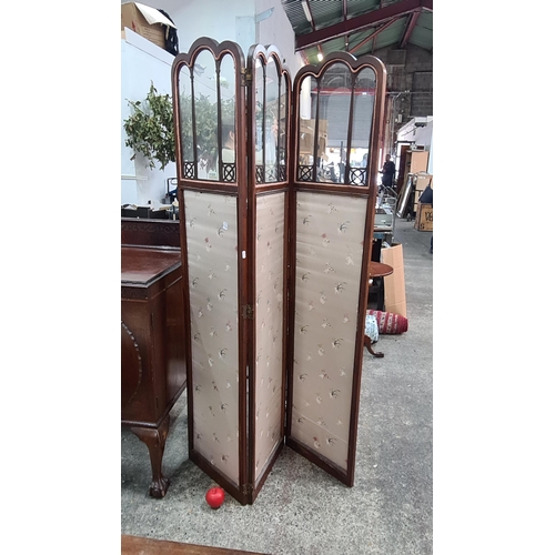 650 - Super Star Lot : A gorgeous and elegant Edwardian antique mahogany three fold screen room divider. F... 