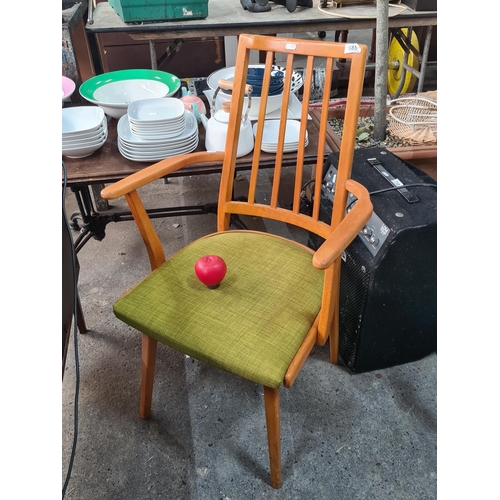 685 - Star lot : A green Danish made Vamdrup Stolefabrik style spindle back chair.